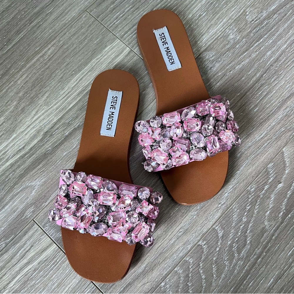 Steve Madden Pink Gem Slides 6